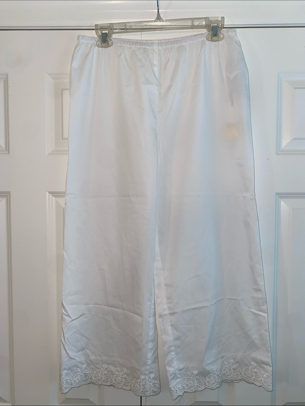 Kourt Cotton Wide Leg pants size L Elastic Waist Pull On